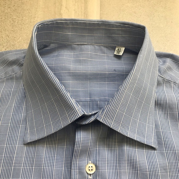 🎃SALE🎃GALLIA Dress Shirt | Men’s Size Med | Blue Geometric Print Made in Italy - Picture 4 of 14